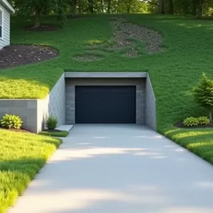 Garaż w piwnicy podjazd