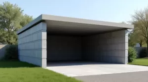 garaż z płyt betonowych z wiata