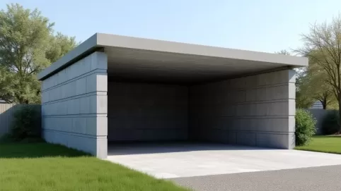 garaż z płyt betonowych z wiata