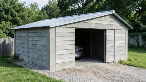 garaż z płyt ogrodzeniowych betonowych