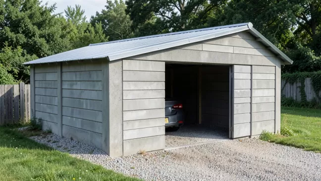 garaż z płyt ogrodzeniowych betonowych