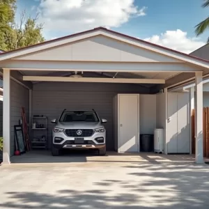 Garaż Z Wiatą I Pomieszczeniem Gospodarczym