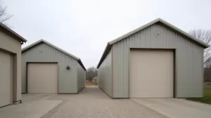 garaże blaszane tynkowane