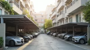 garaże blaszane w zabudowie szeregowej