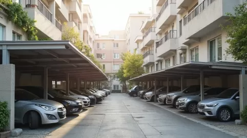 garaże blaszane w zabudowie szeregowej