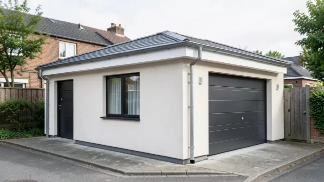 mały dom z garażem