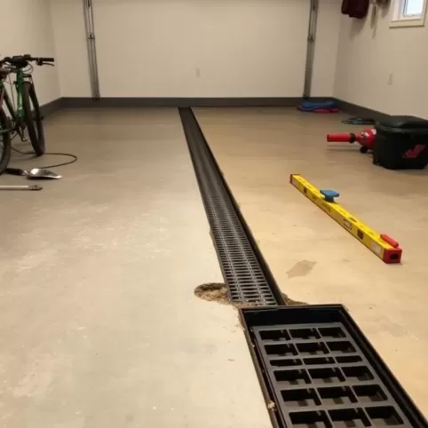 Montaż odpływu liniowego w garażu