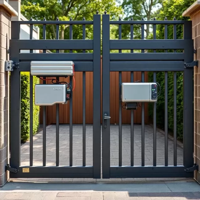 Montaż siłowników do bramy dwuskrzydłowej