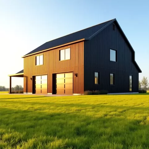 Nowoczesna stodoła z garażem dwustanowiskowym