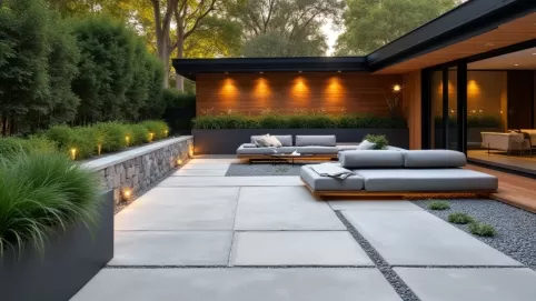 Nowoczesne taras z płyt betonowych