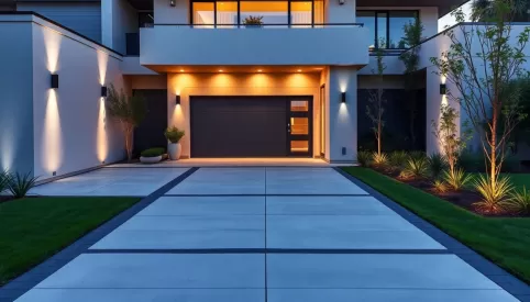 Nowoczesny podjazd przed domem