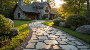 Podjazd przed domem z kamienia