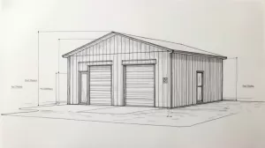 Rysunek techniczny garażu blaszanego 5x6