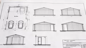 rysunek techniczny projekt garażu blaszanego 6x5