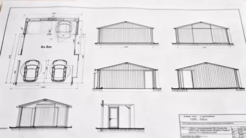 rysunek techniczny projekt garażu blaszanego 6x5