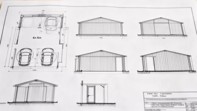 rysunek techniczny projekt garażu blaszanego 6x5