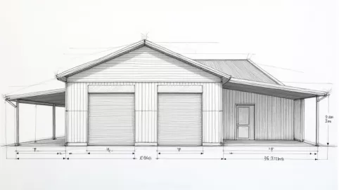 Szkic garażu blaszanego do zgłoszenia