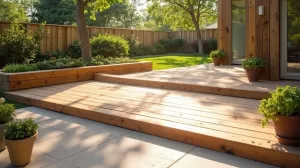 taras z płyt betonowych drewnopodobnych