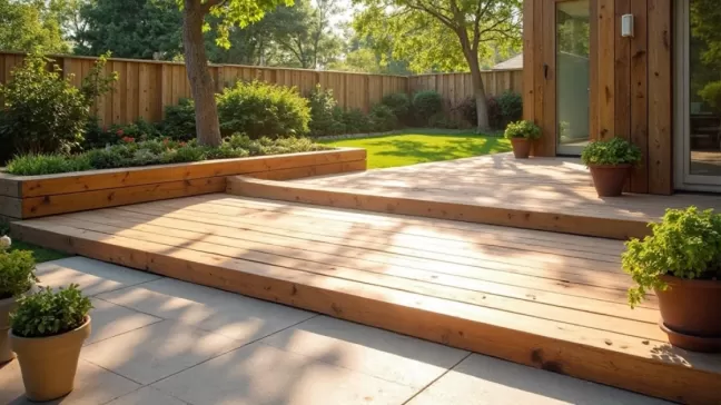 taras z płyt betonowych drewnopodobnych