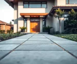 Wejście do domu z płyt betonowych