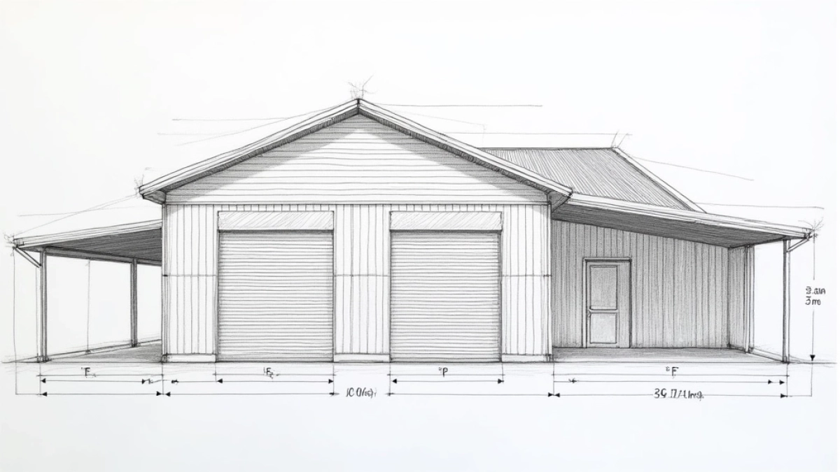 Szkic garażu blaszanego do zgłoszenia