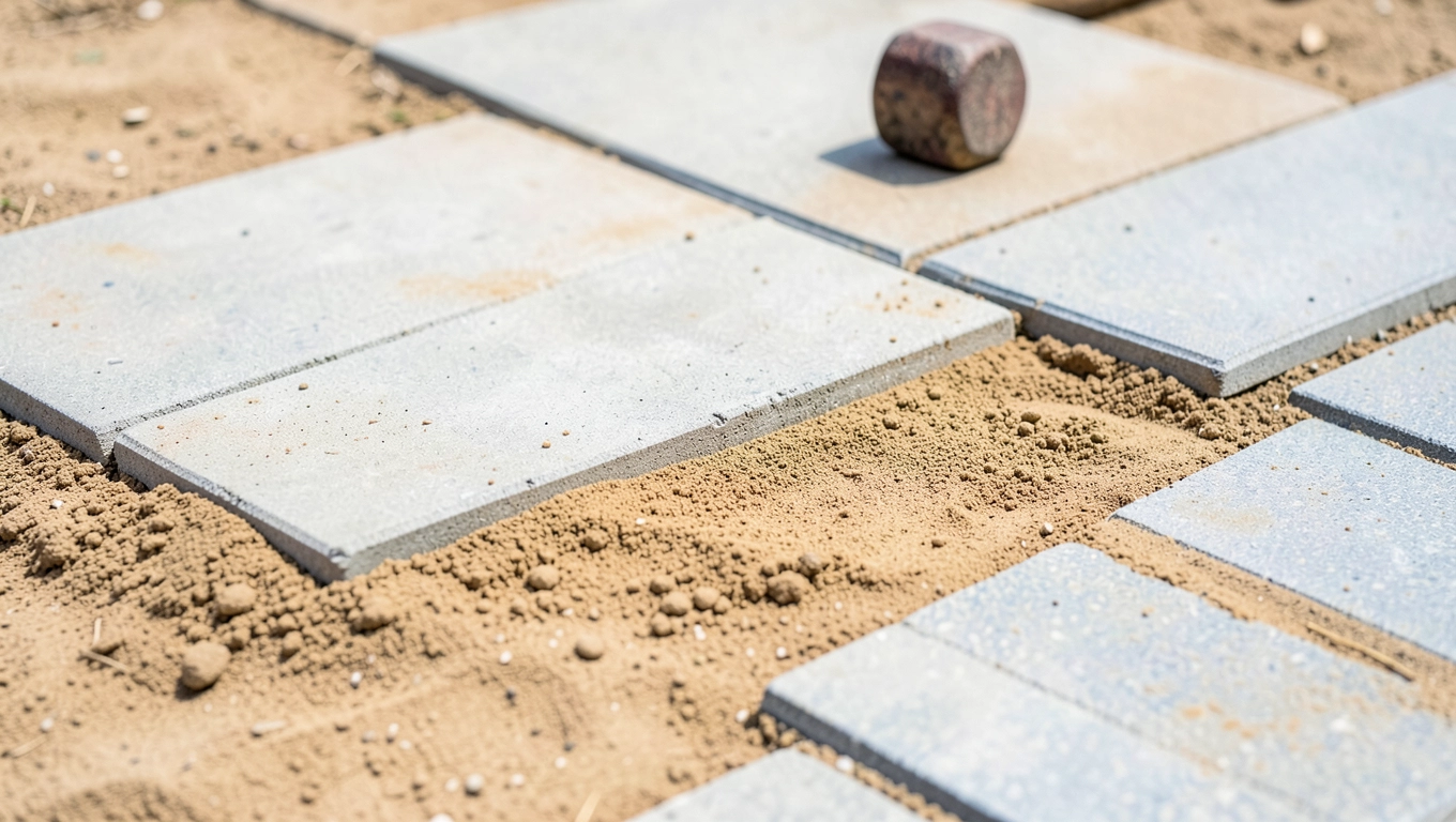 Układanie płyt betonowych na piasku
