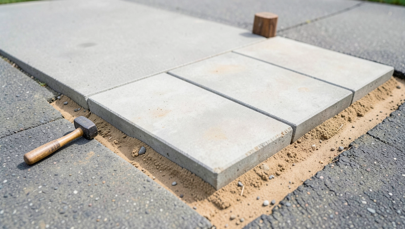 Układanie płyt betonowych na wjeździe