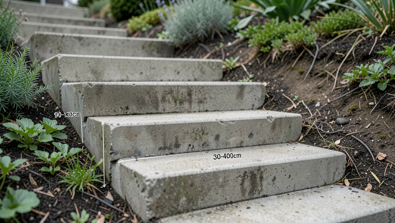 Wymiary schodów zewnętrznych z płyt betonowych