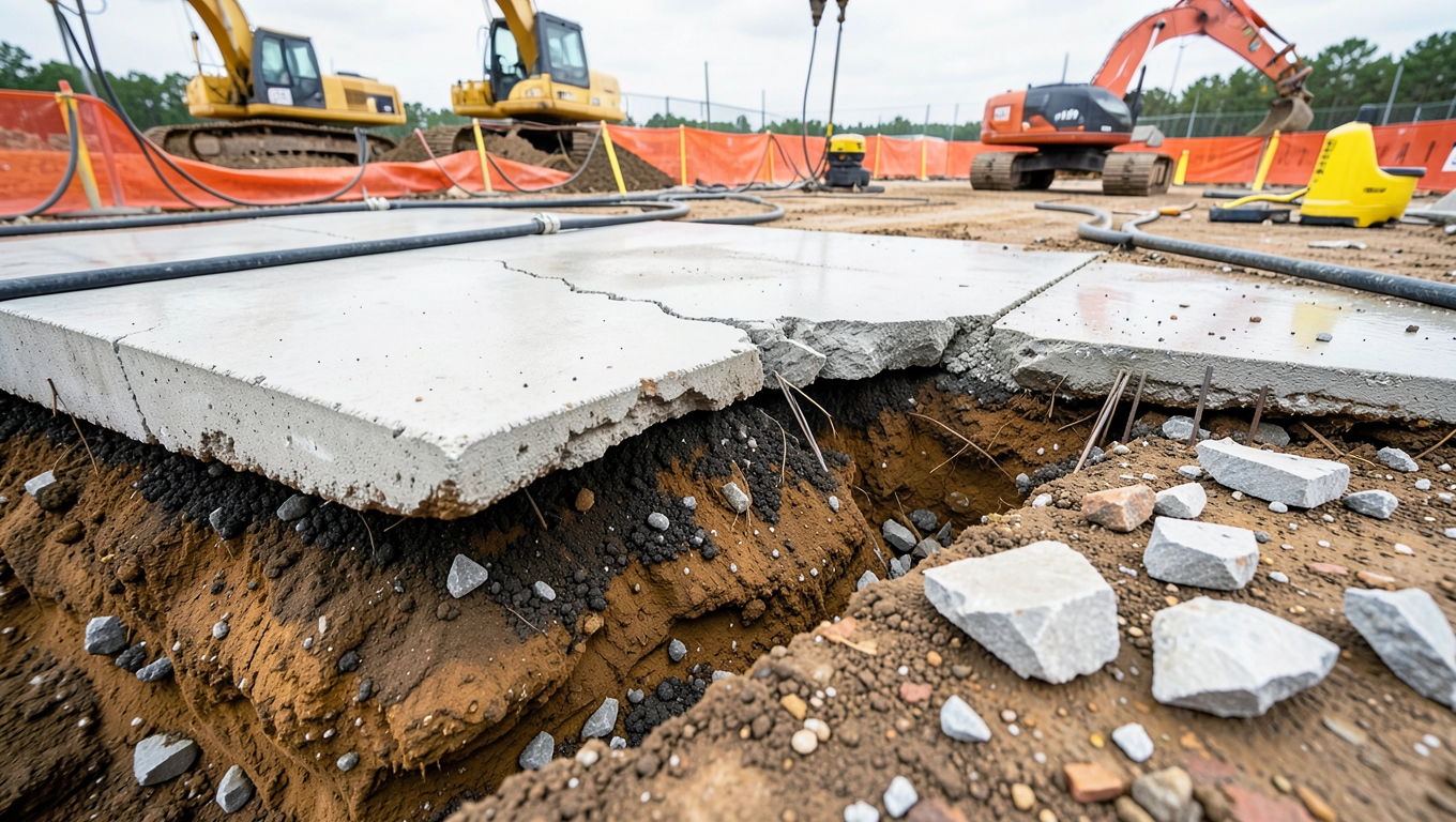Wzmacnianie podłoża pod zapadniętą płytą betonową